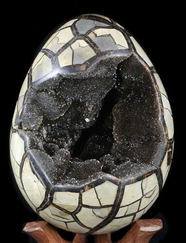 Septarian Dragon Egg Geode - Crystal Filled #38405